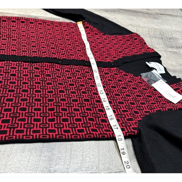 Westbound Sweater Cardigan Womens Small Black Red Geometric Knit‎ Retro Y2K NEW - Picture 5 of 7